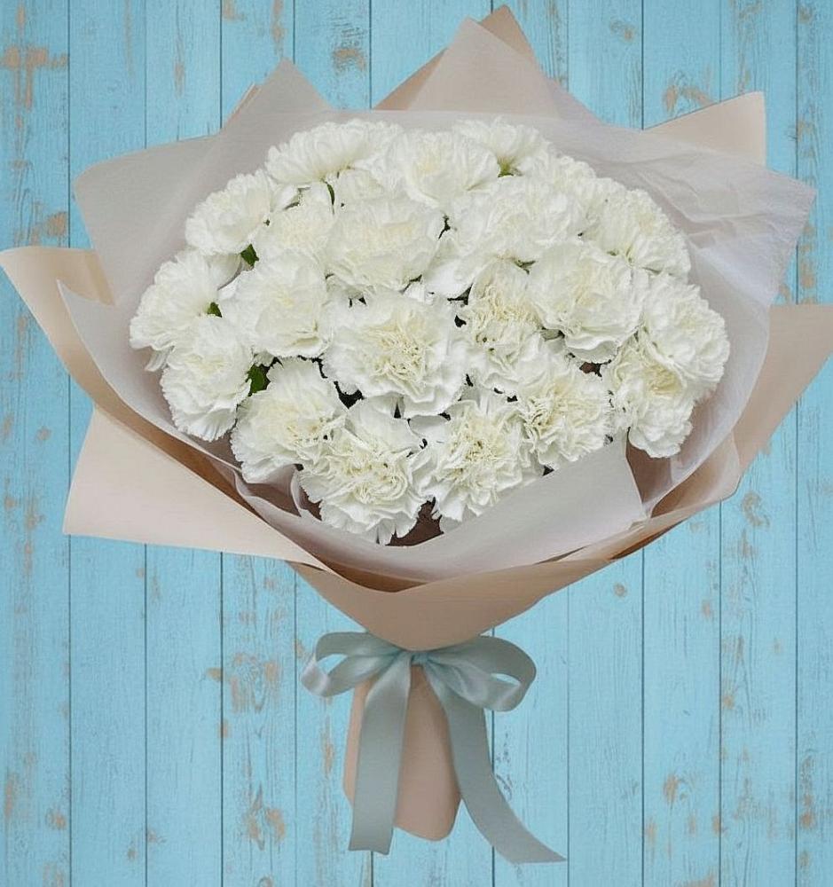 Букет Хрустальное утро в Волгограде Букет цветов из: Гвоздики в Волгограде