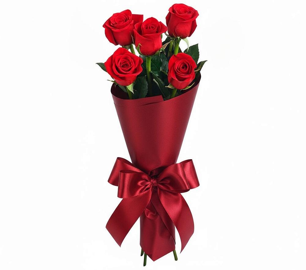 5 Красных роз Эдлесс Лав в Волгограде Букет 5 Красных роз Эдлесс Лав в Волгограде