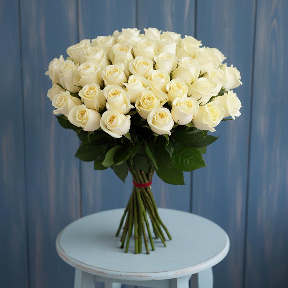 51 Белая роза Эдлесс Лав в Волгограде Букет 51 Белая роза Эдлесс Лав в Волгограде