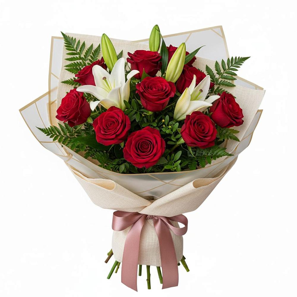 Букет высокая поэзия в Волгограде Букет цветов из: Лилии и Розы в Волгограде