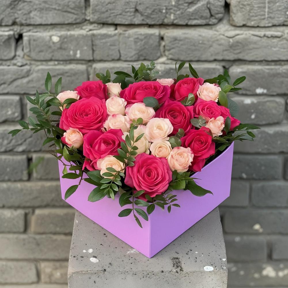 Композиция моя любовь в Волгограде Цветочная композиция из Розы в коробке в Волгограде