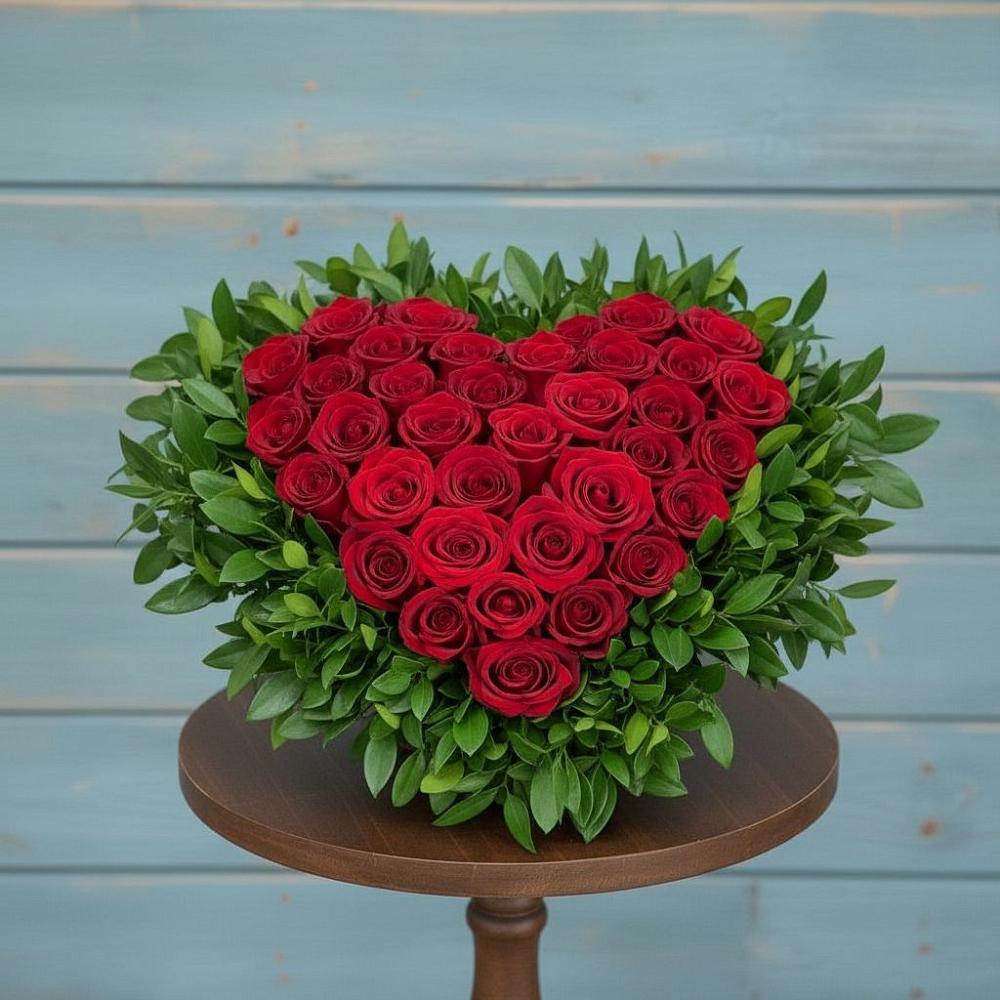 Цветочная композиция из Розы в виде сердца в Волгограде