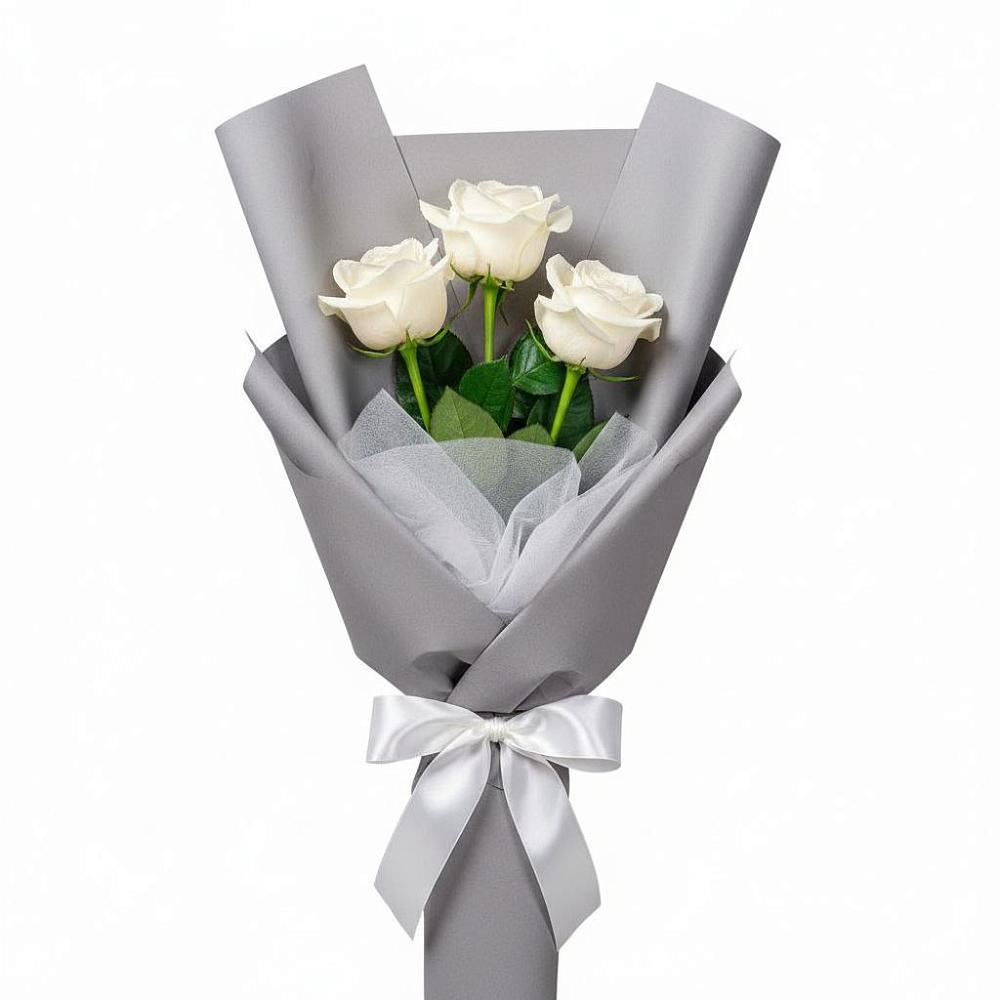 Букет 3 белые розы в Волгограде